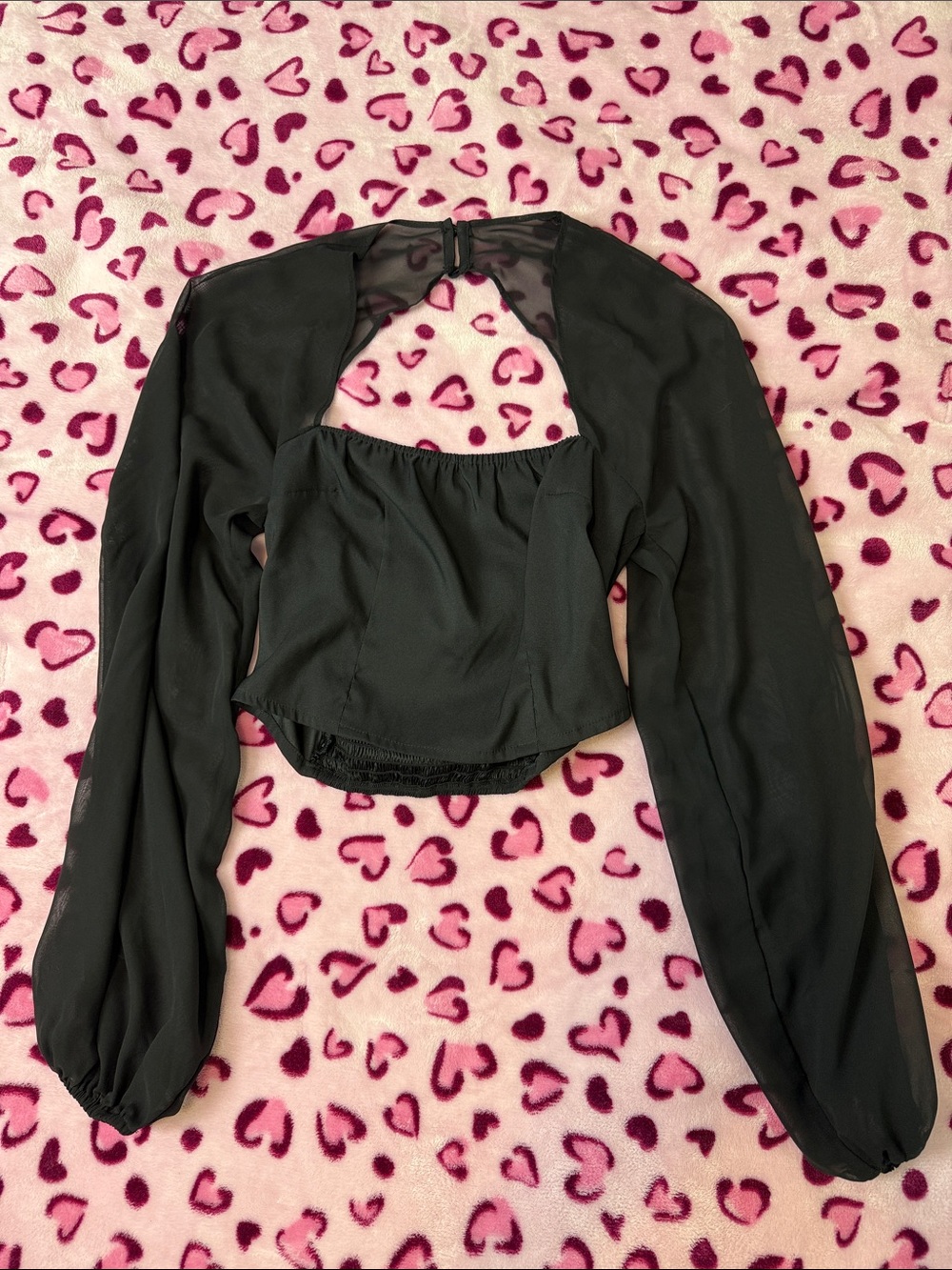 Express Black Long-Sleeve Crop Top size XS